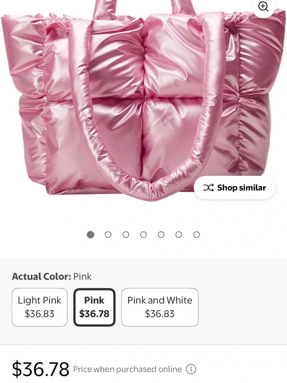 Padded Quilted Tote Bag in Soft Pink